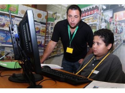 image of a ja volunteer and student